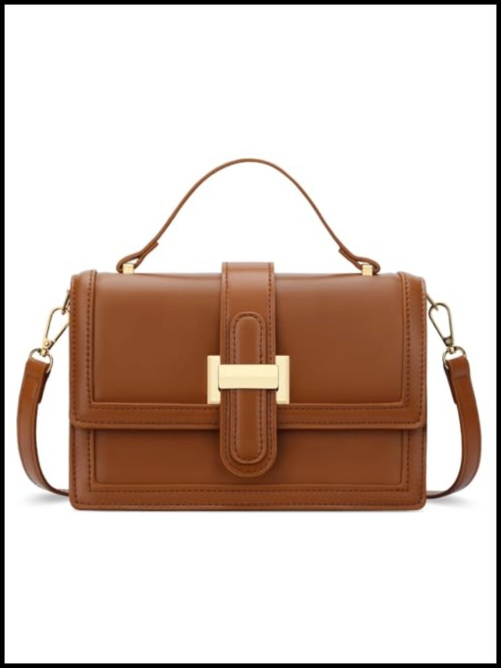 Vegan PU Leather Crossbody Bag Top Handle Purse Small Designer Handbag